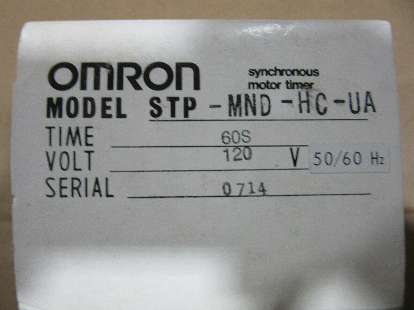 Omron STP-MND-HC-UA Synchronous Motor Timer 60S 120V NEW!!! in F