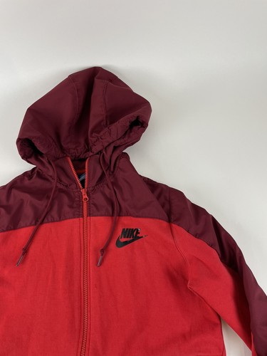 Nike Hoodie Windbreaker Jacket Mens Size Medium Red Orange Maroon - Picture 4 of 13