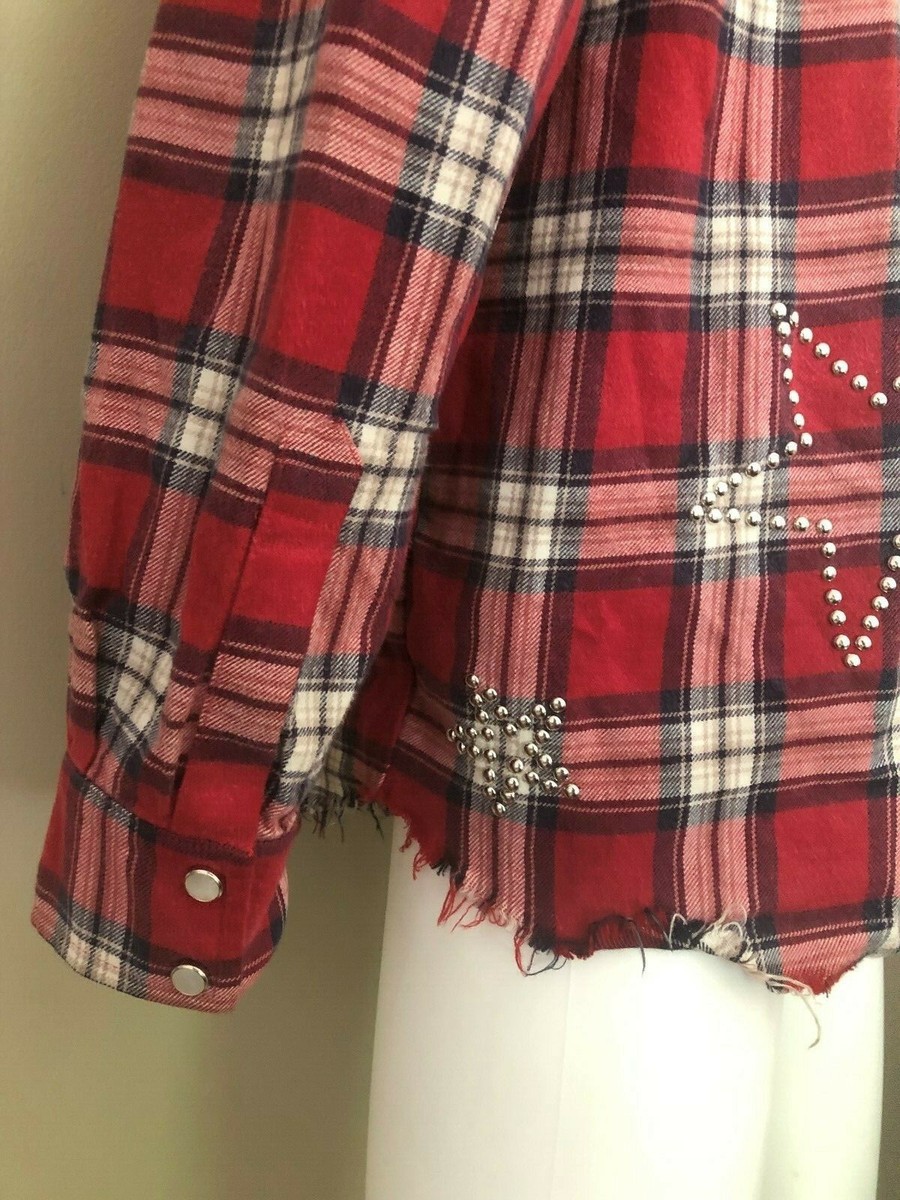 Chemise à Carreaux Rouge Amiri Avec Broderies étoiles - Taille S, Occasion Excellent état