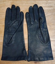 Vintage Fownes Bros. .Black Leather Gloves Women's Size 7.5
