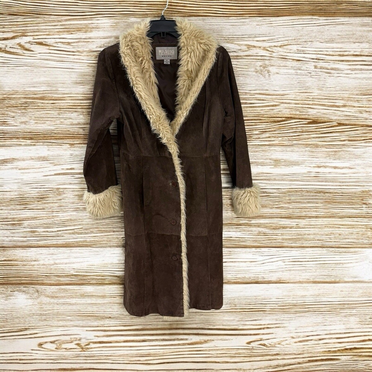 VTG 90's Wilson's Leather Maxima Penny Lane Coat Faux Fur