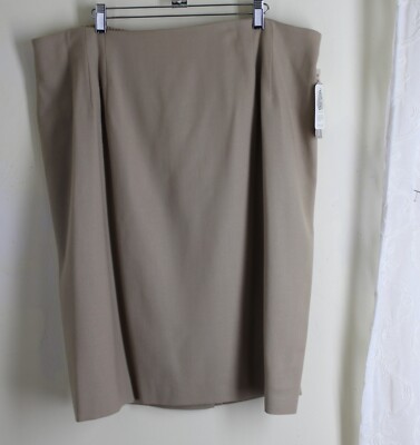 NWT Jones New York Sz 24W 24 W Soft Beige Natural Sand Wool Pencil Skirt