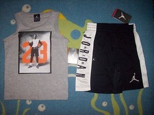 Jordan Jumpman 2pc Muscle Shirt Short Set Size 6 Gray Blk White 23 Nike New