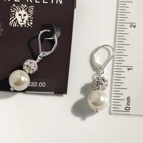 New Anne Klein Pearl Beads Drop Earrings Chic Women Comfortable Everyday Jewelry - Picture 4 of 4