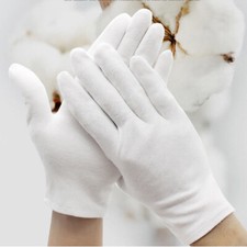 6 Pairs White Soft Thin Cotton Gloves Profession Coin Jewelry Inspection Work