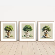 Set of Topiary Trees ART PRINTS Wall picture Home (A4 Sized, unframed)
