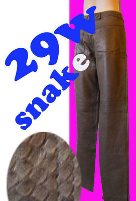 SNAKE python jean LEATHER EMBOSSED print 3D 29 8 pant brown vintage boho hippy 