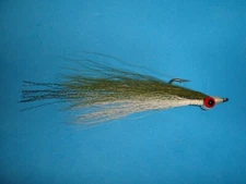 FLY FISHING FLIES - Olive/White CLOUSER DEEP MINNOW size #4 (6 pcs.)