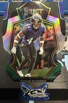 2022 Select - Premier Level Blue & Green Prizm Die-Cut #109 Marlon Humphrey