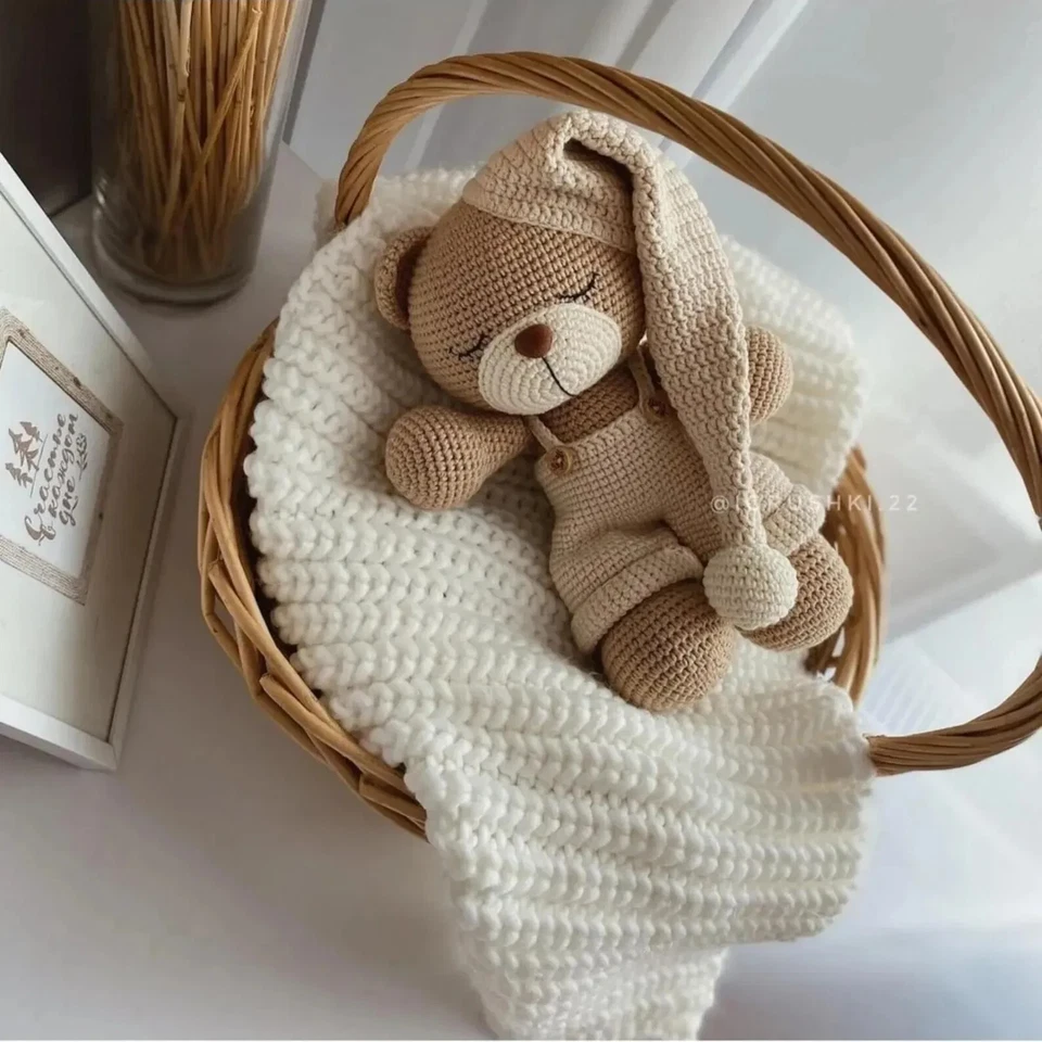Sleeping Crochet Teddy Bear | Amigurumi Baby Toy | Gift for Newborn 20cm - Image 4 of 4