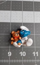 1984 Schleich The Smurfs Baby Smurf with Teddy Bear