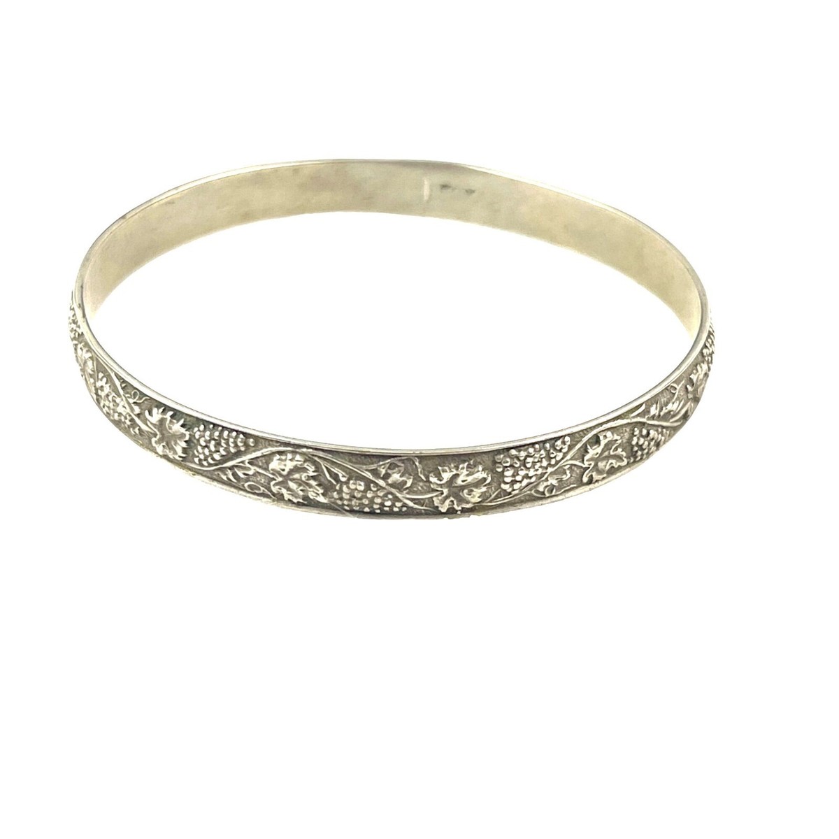 Silver Tone Floral Vine Vintage Silver Bangle Bracelet With