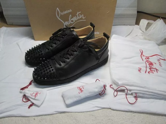 Christian Louboutin LOUIS JUNIOR SPIKES FLAT Black CALF - Men Shoes