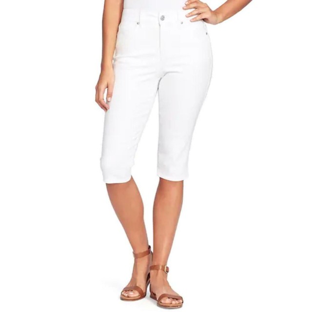 Gloria Vanderbilt Womens White Curvy SKINNY Skimmer Jean Capris Sz 18