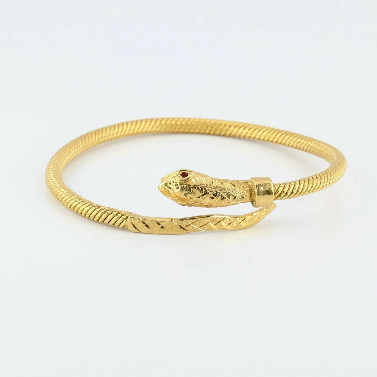 Great Hand Made 21K Snake Bracelet Yellow Gold with Ruby Eyes eBay