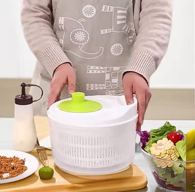 New Salad Spinner Lettuce Dryer Manual Vegetable Drainer Crisper Strainer clean-image