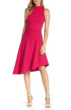 Women's Eliza J Asymmetrical Fit & Flare Sweater Dress, Size Small - Pink