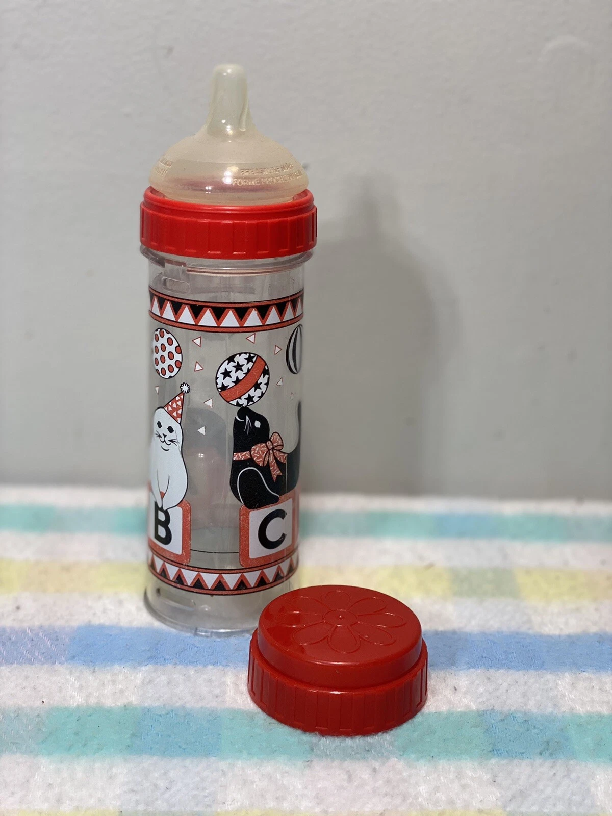 Vintage Playtex Decorated Nurser Bubble Nipple Drop In 8oz Baby Bottle