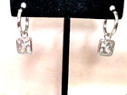 DIAMONIQUE CZ RADIANT-CUT CHARM DANGLE DROP EARRINGS, STERLING SILVER (M4729-52)