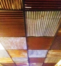 10 pcs. 2 x 2 (40 sq. ft.) DROP CEILING TILES RECLAIMED CORRUGATED BARN ROOFING