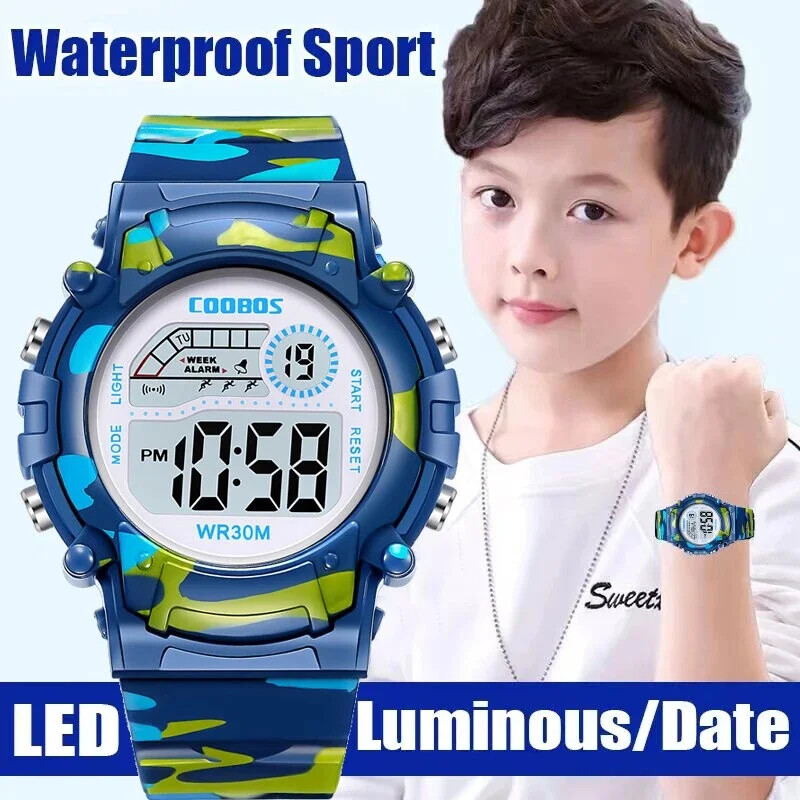 Waterproof Kids Digital Sport Watch with LED Luminous Display