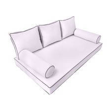  SLIPCOVER ONLY S3 Daybed Mattress Bolster Back Covers Contrast Trim Twin AD107