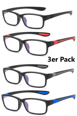 3er Pack Lesebrille Blaufilter Blaulichtfilter vier Farben elastisch Top