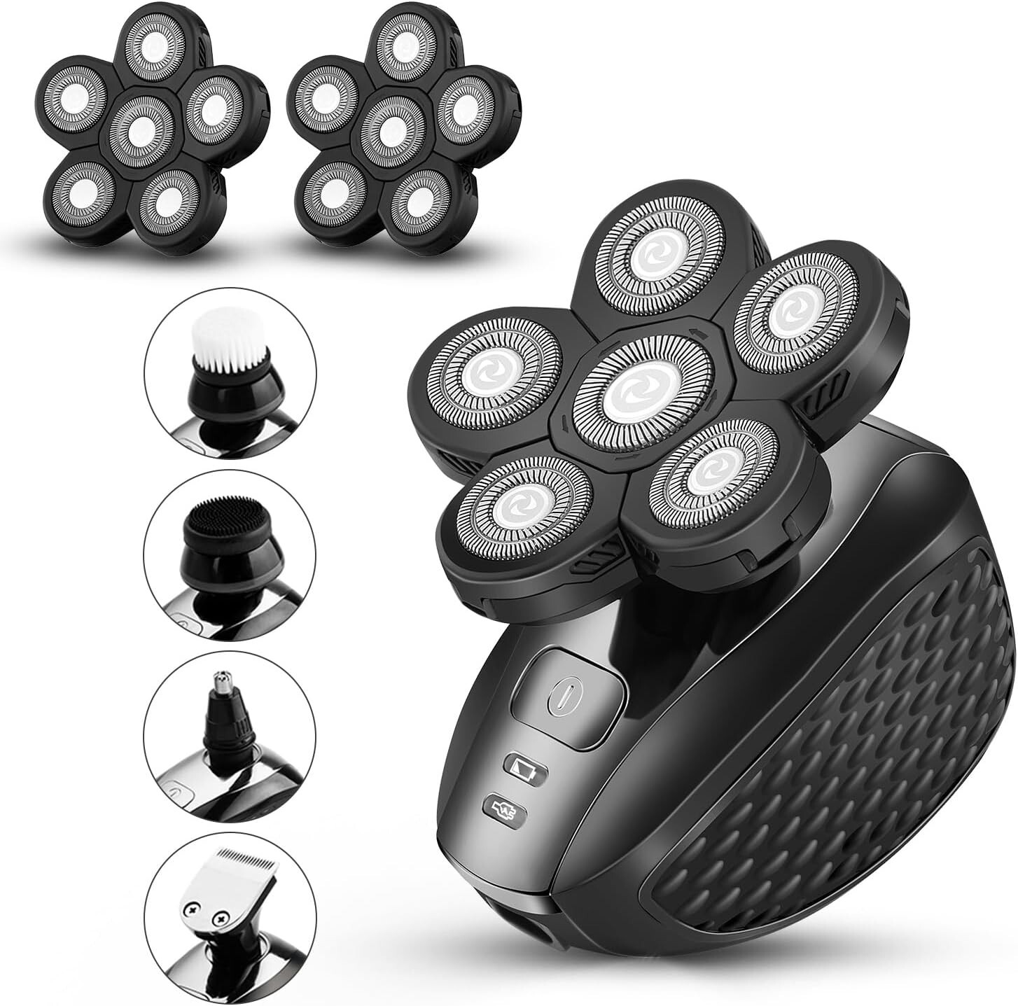 Professional Cordless Bald Shaver with Interchangeable Heads - Waterproof Design