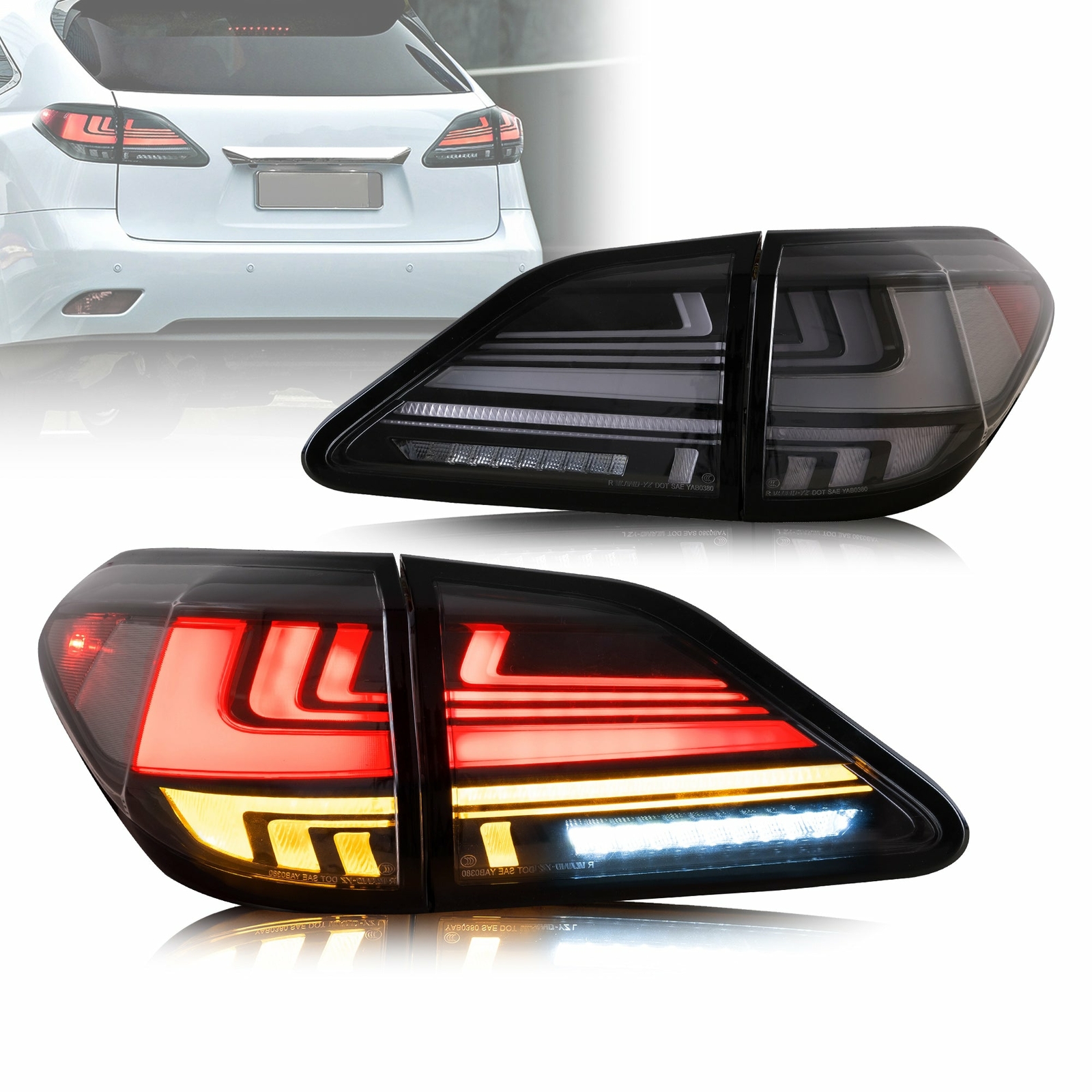 Feux arrière LED Lexus RX 350F Sport 450h optiques haut de gamme look chrome 2009-2014