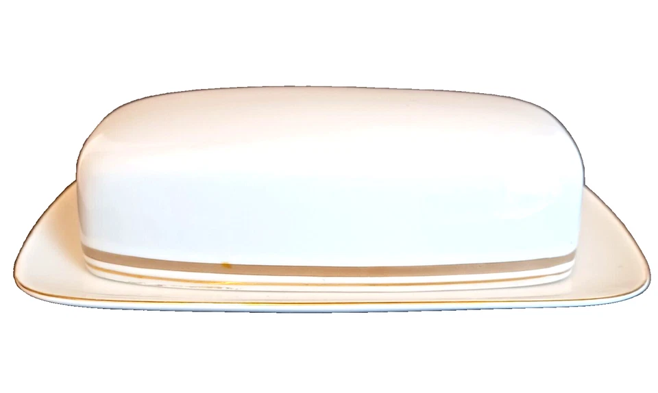 Butter Dish Porcelain White Gold Trim Classic St Regis Fine China Vintage Japan - Image 3 of 4