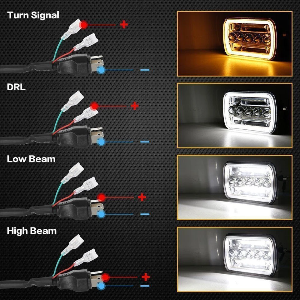 Pair For Chevy Express Cargo Van 1500 2500 3500 7x6 5x7 LED Headlights Hi/Lo DRL Foto 2 de 4