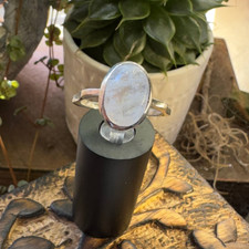 Natural Rainbow Moonstone Sterling Silver Ring Size 8
