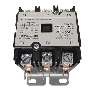 Contactor 40A 3P 240VAC coil Definite Purpose relay Air Conditioning CONTACTOR