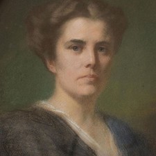 Albert Maurer Frauenporträt Jugendstil Münchner Schule sign gerahmt Pastell 1917