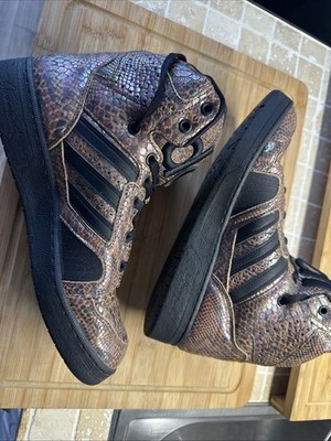 Adidas Jeremy Scott Metallic Snake Skin High Top Sneaker - US8,5 / EU42 - Selten