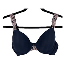 Natori 736037 body double with lace full fit bra dark blue size 32C