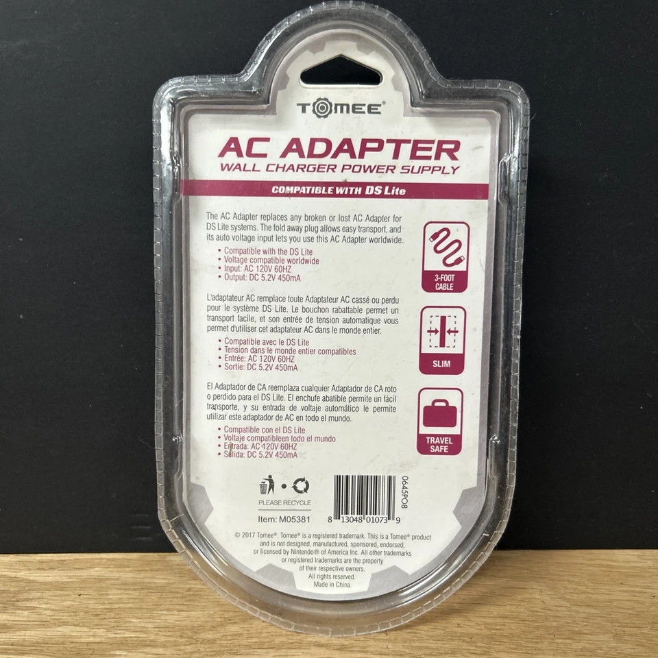 NEW TOMEE AC Power Adapter Charger for Nintendo DS LITE W/Fold Away Prongs #4D - Image 2 of 2