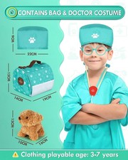 Lehoo Castle Wooden Doctor Kit for Kids, Vet Play Sets, Veterinarian Kit Pretend