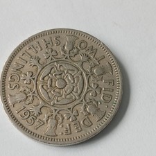 Two Shillings Coin 1957 United Kingdom Queen Elizabeth II