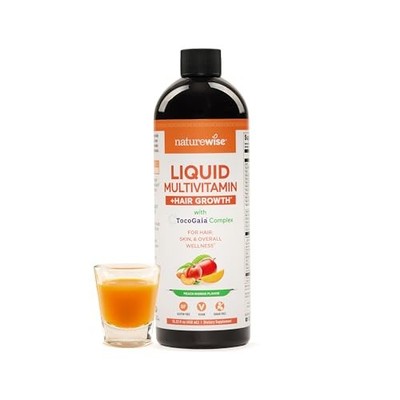 NatureWise Liquid Multivitamin Hair Growth Supplement for Men & Women - Biotin