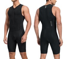 Triathlon Suit Men s Sleeveless Padded Quick Dry Swim Bike Run Black M Santic