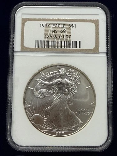 1997 American Silver Eagle NGC MS69 ORIGINAL BROWN LABEL