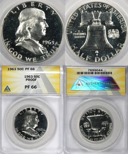 1963 50c Proof Franklin Half Dollar ANACS PF 66