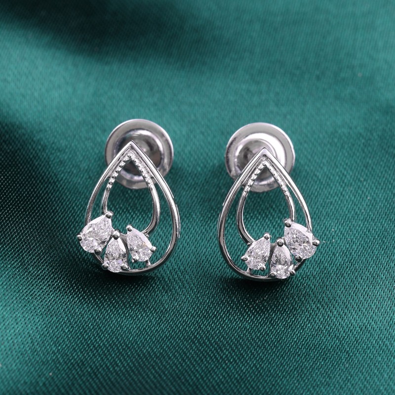 Spectrum Lab-Grown Diamond Dangle Earrings Solid Silver Pear Drop Fine Jewelry