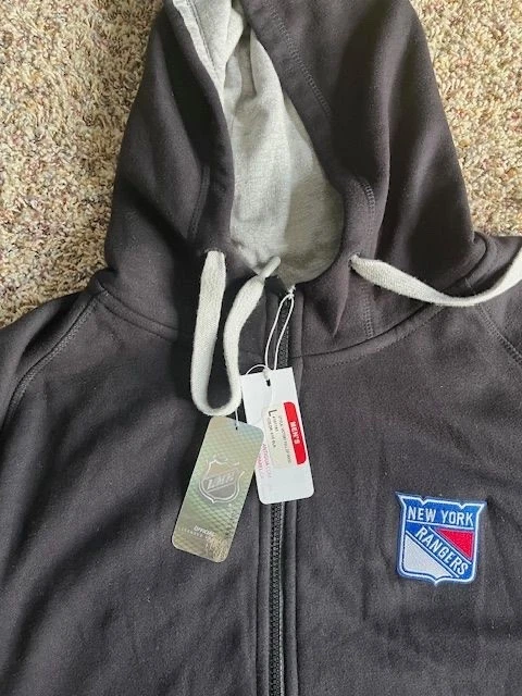 NWT Men’s Antigua New York Rangers Full Zip Hoodie Black Large Sweatshirt - Image 3 of 4