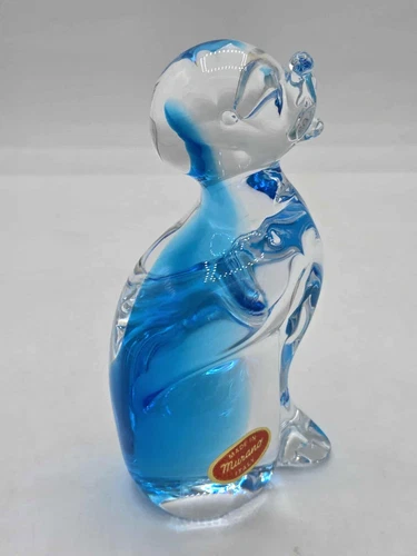 Vintage Murano Italian Art Glass Blue Sommerso Dog Figurine ~6". Mint condition
