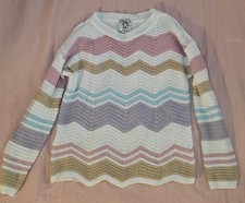 Kids Sweater Girls White with Colored Stripes