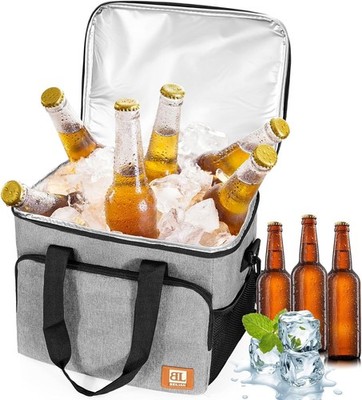 Faltbare Kühltasche 27l Grau Polyethylen Picknicktasche Thermotasche Lunchtasche