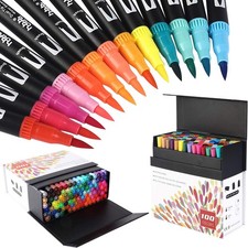 100 Colors Fine Tip Markers Tip Brush Pens Art Markers Set for