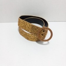 Vintage Gold Glitter Belt size Small, 80s Glam Bold Disco Cocktail Party Retro